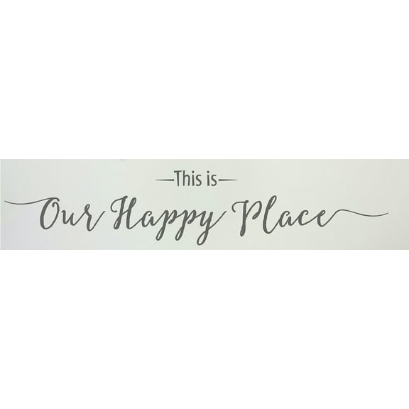 Wall Decor Plus More WDPM3478 'This is Our Happy Place Script' Wall Decal Vinyl Lettering, 36 x 7', Storm Gray