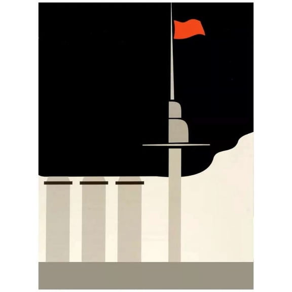 Wall Decor Poster.Fine Graphic Art Design.Red Flag.Ship Deck.Room.Home Art. 11 x 17 Inch Poster