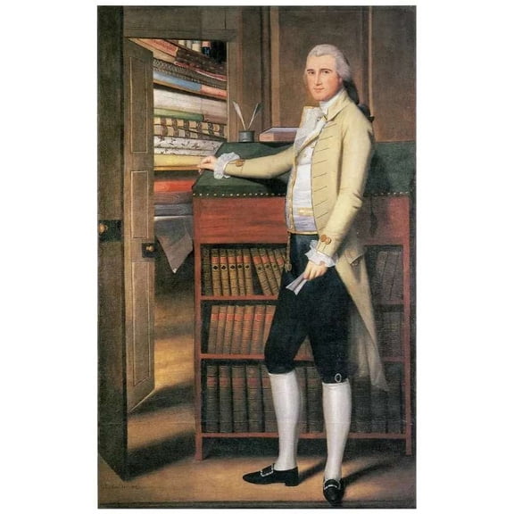 Wall Decor Poster. Standing by books. Art Design.Home History Room art. 24 x 36 Inch Poster
