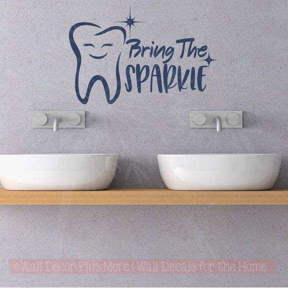 Wall Decor Quote Bring Sparkle Dental Office Motivational Vinyl Sticker Decals 23x15-Inch Deep Blue