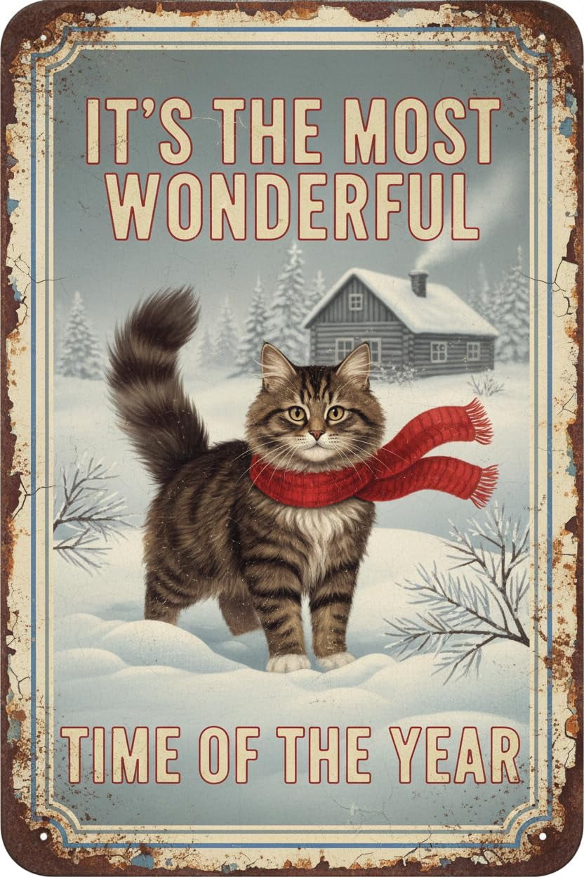 Store Sign Flashcard Wall Decor Retro Sign It's The Most Wonderful Time Winter Tin Vintage ...