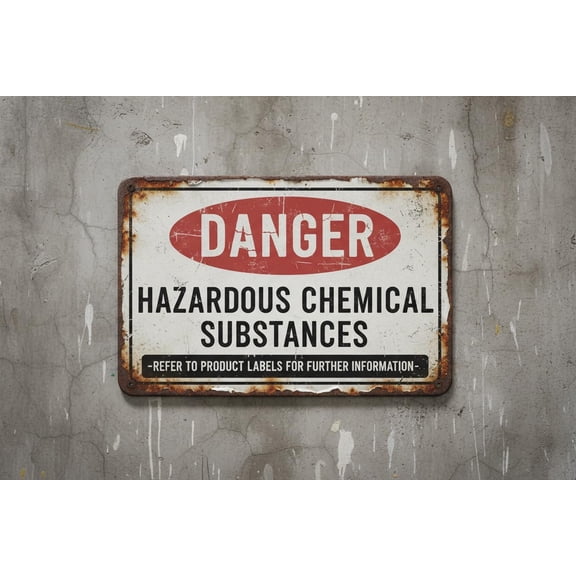 Wall Decor Safety - Hazardous Chemicals Danger Sign Metal Sign Ative Plaque, 12 X 8 Inch Vintage Signs Aluminum Plates Printed