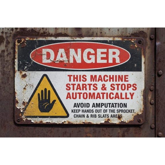 Wall Decor Safety - Machine Starts Automatically Danger Sign Metal Sign Ative Plaque, 12 X 8 Inch Vintage Signs Aluminum Plates Printed