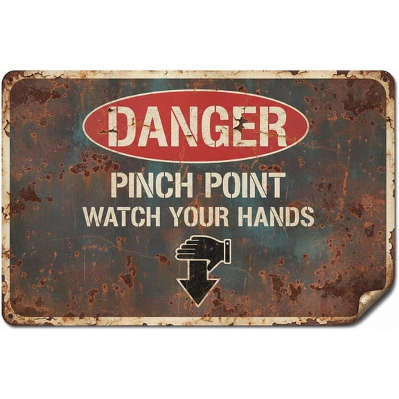 Wall Decor Safety - Pinch Point Danger Sign Metal Sign Ative Plaque, 12 X 8 Inch Vintage Signs Aluminum Plates Printed