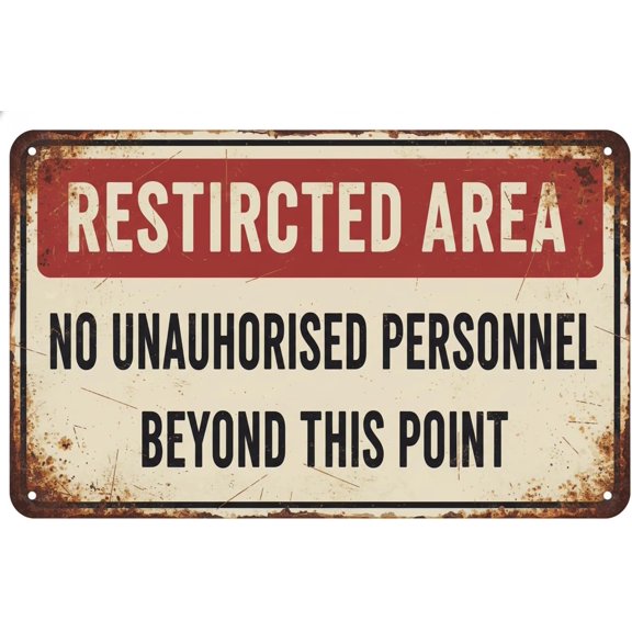 Wall Decor Safety - Restricted Area No Entry Sign Metal Sign Ative Plaque, 12 X 8 Inch Vintage Signs Aluminum Plates Printed