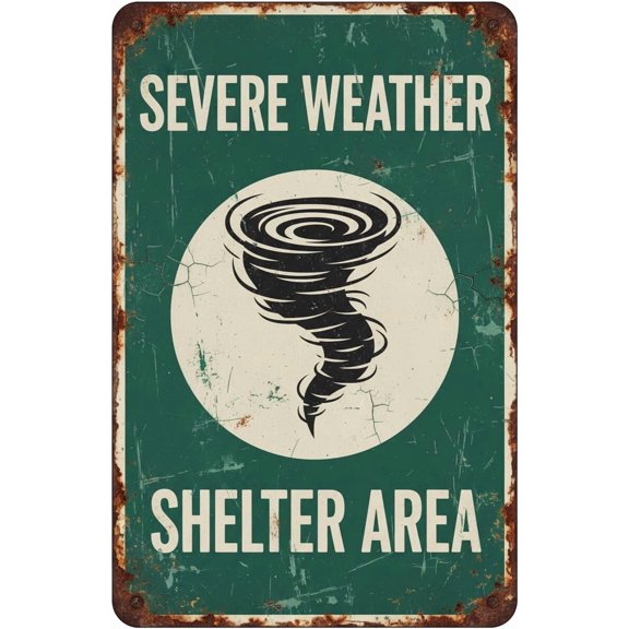Wall Decor Severe Weather Safety Sign-emergency Shelter Area Metal Sign 8"x12" Clear Signage For S, Fences Vintage Signs Aluminum Plates Printed
