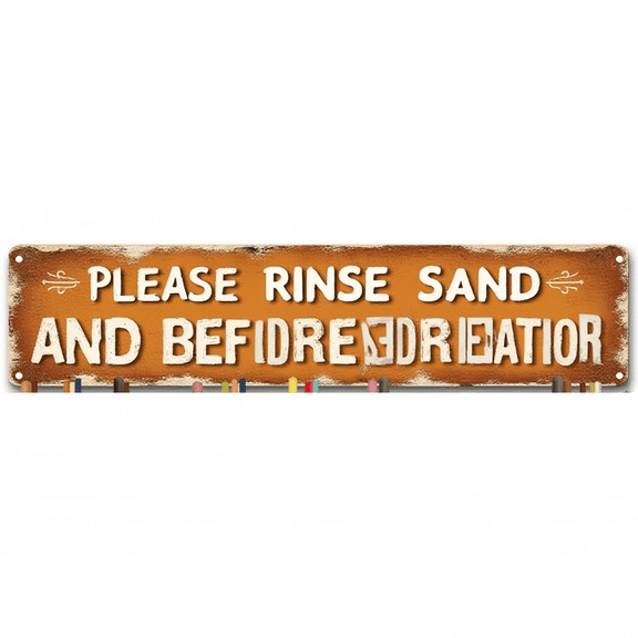 Wall Decor Sign 16*4 inches "PLEASE RINSE SAND AND BEFIDRE DR EIATION" humorous Beach decor