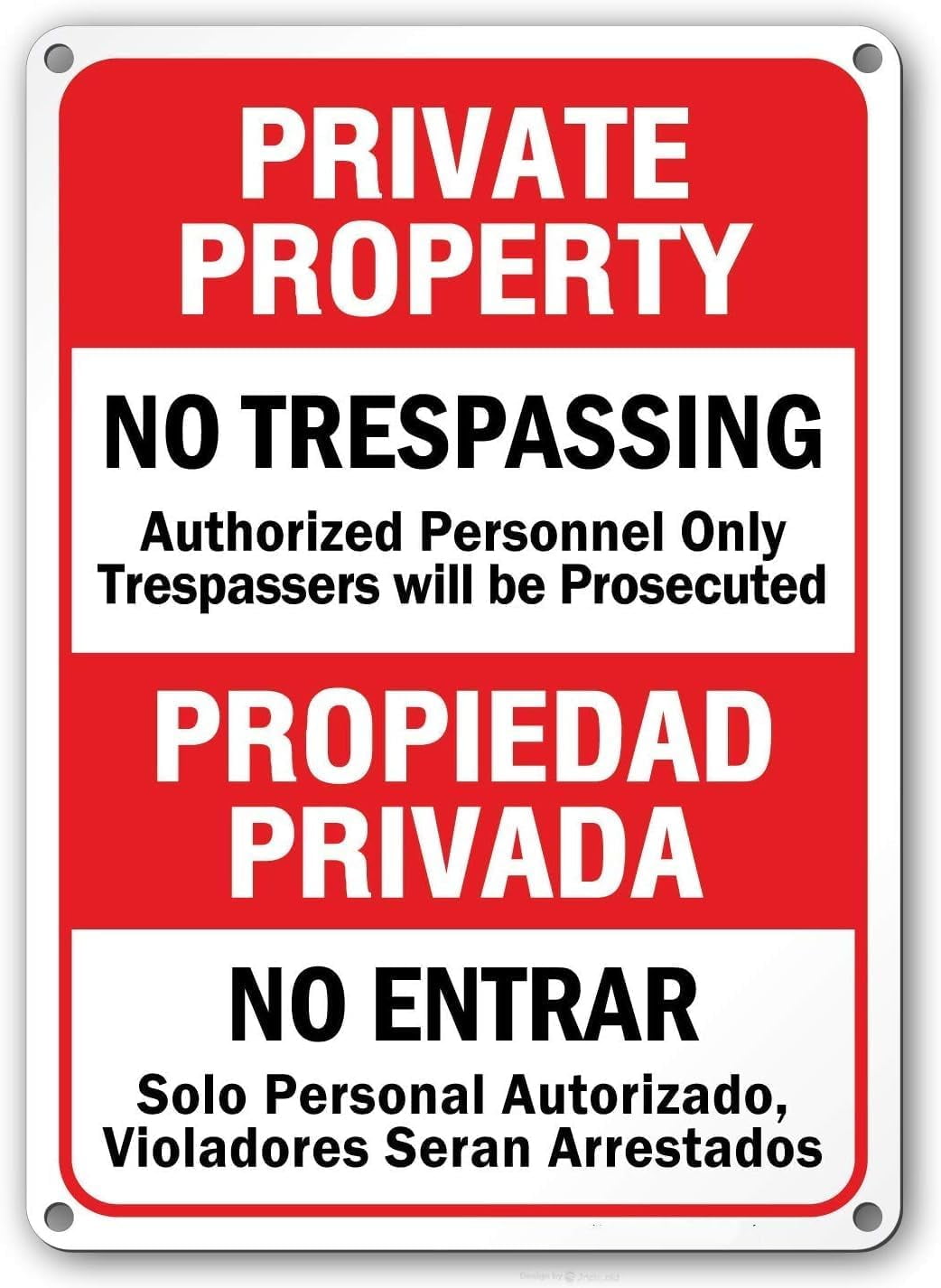 SmartSign Privatgrundstück – No Trespassing Schild, Zweisprachig, 25,4 X 35,6 Cm, Reflektierendes Aluminium