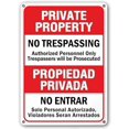 thumbnail image 1 of Wall Decor Sign Private Property No Trespassing Sign, Bilingual English/Spanish, Violators Will Be Prosecuted, Authorized Personnel Only Sign Business Sign Metal Tin Sign 8 X 12 Inch, 1 of 4