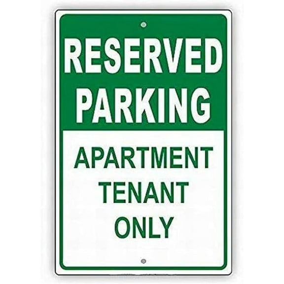 Wall Decor Sign Reserved Parking Apartment Tenant Only Green Metal Tin Sign Business Sign Metal Tin Sign 8 X 12 Inch (2 Pack)