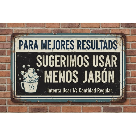 Wall Decor Spanish For Better Results Use Less Soap Laundromat Washing Machine Sign. 8"x12"Aluminum Vintage Signs Plates Printed