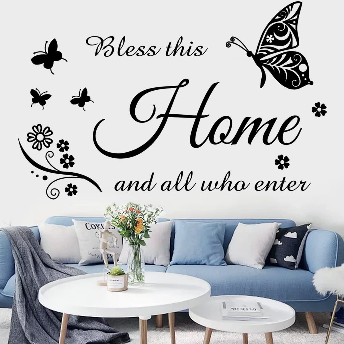 Wall Decor Sticker Wall Decals Inspirational Quotes Bless This Home and All Who Enter Family