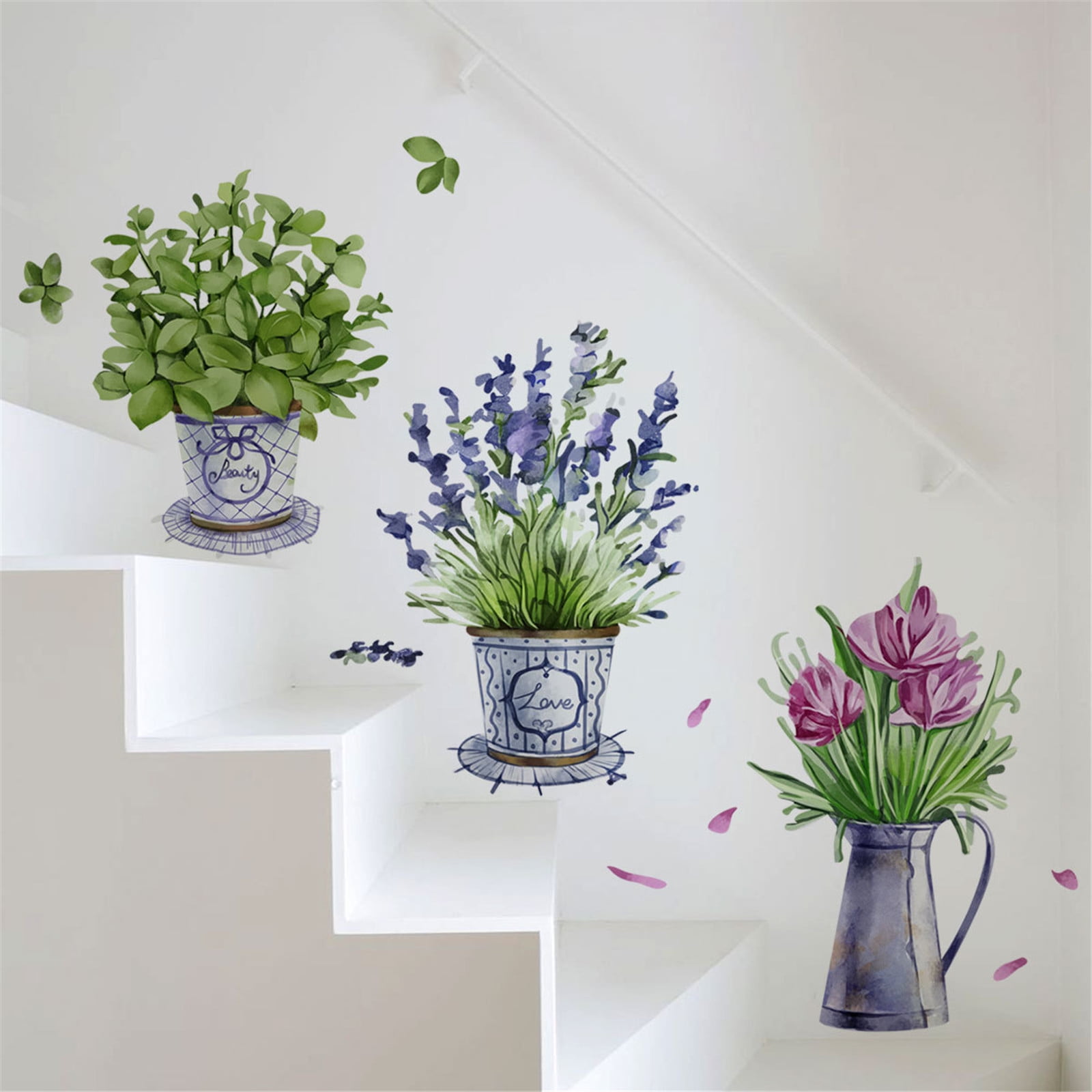 Wall Decor Sticker,Plant Flower Sticker Living Room Bedroom Glass ...