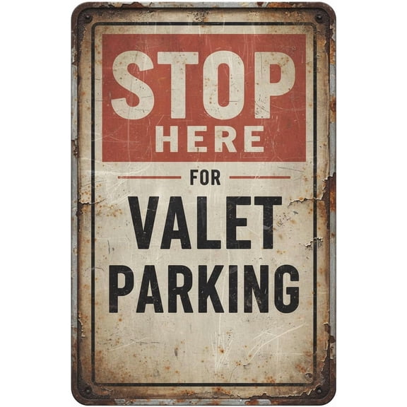 Wall Decor Stop Here For Valet Parking Sign. 8"x12"Metal. Valeting Vehicle Service Vintage Signs Aluminum Plates Printed