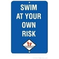 thumbnail image 1 of Wall Decor Swim at Your Own Risk Style Activity Pool Signs,Funny Metal Sign,Warning Plate,Outdoor Yard Sign 8x12 Inches, 1 of 4