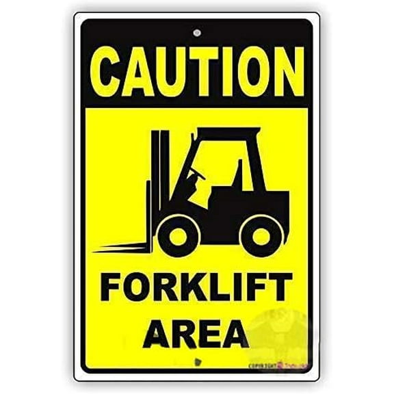 Wall Decor Tin Signs Vintage Metal Sign Forklift Area with Picture Warehouse Storage Metal Sign 12×8 Signs