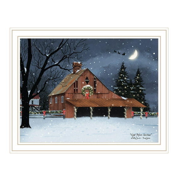 Wall Decor Trendy Decor 4U Night Before Christmas White Framed Wall Art for Living Room, Bedroom Wall Art Print for Home Decor by Billy Jacobs,Modern Wall Art