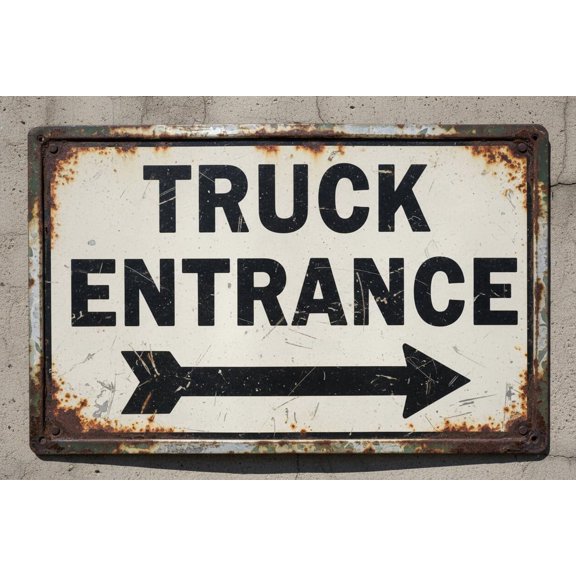 Wall Decor Truck Entrance With Right Arrow Sign. 8"x12"Metal Vintage Signs Aluminum Plates Printed