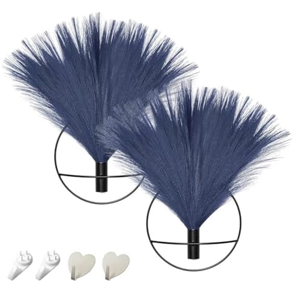 Wall Decor, Wall Metal vase Decoration Holder, Wall-Mounted Artificial Flowers, Black Wall Decor Fake Wheat 2 Pack, Wall Art Artificial Greenery, Farmhouse, Boho