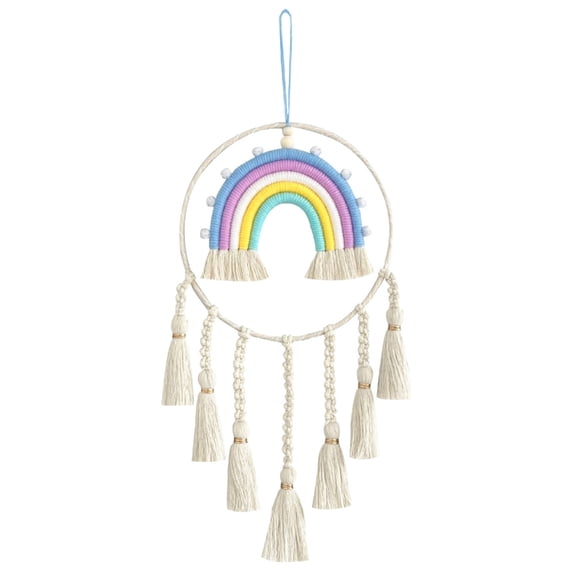 Wall Decoration Handwoven Rainbow Hangable Tapestry Pendant Art Charm Hangable for Home Bedroom Room