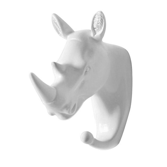 Wall Decoration Home Accessories Living Room Hanger Resin Animal Wall Hanger Key Kitchen Coat Clothes Towel Hooks Handbag Holder White Rhino