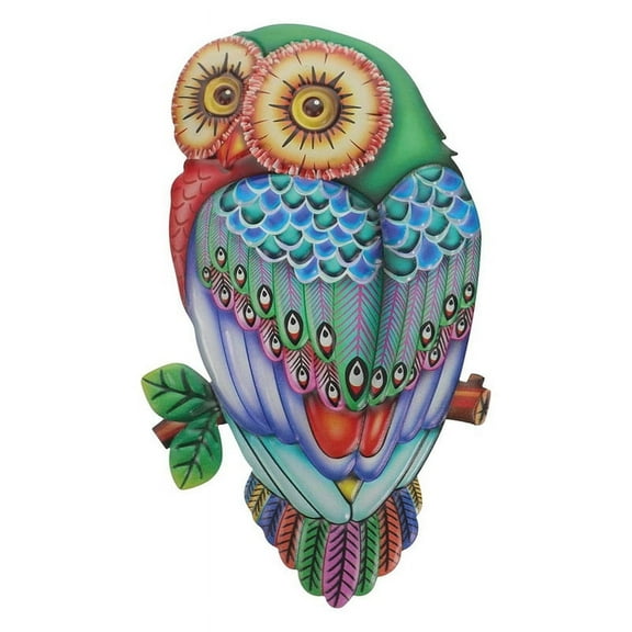 Wall Decoration Metal Art Hanging Metal Bird Wall Sign Hanging Bird Statue Owls Decor Colorful Owl Statue Home Decor B