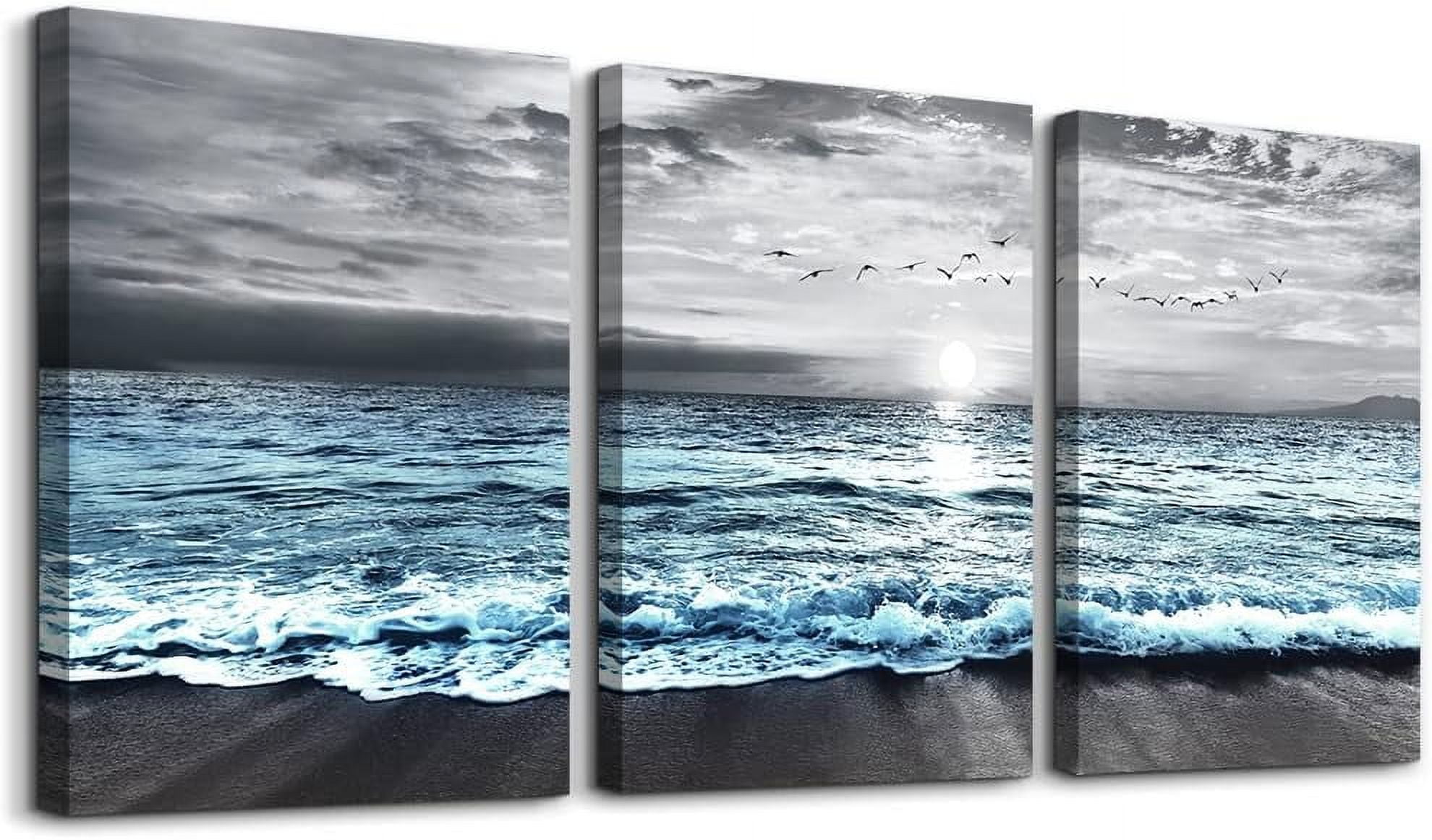 Blue Ocean Landscape 3-Piece Canvas Wall Art Set
