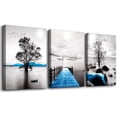 thumbnail image 1 of Wall Decorations For Living Room Framed Canvas Wall Art For Bedroom Office Wall Decor Black And White Ocean Landscape Wall Paintings Modern Posters Pictures Artwork For Bathroom Home Decor 3 Piece, 1 of 6