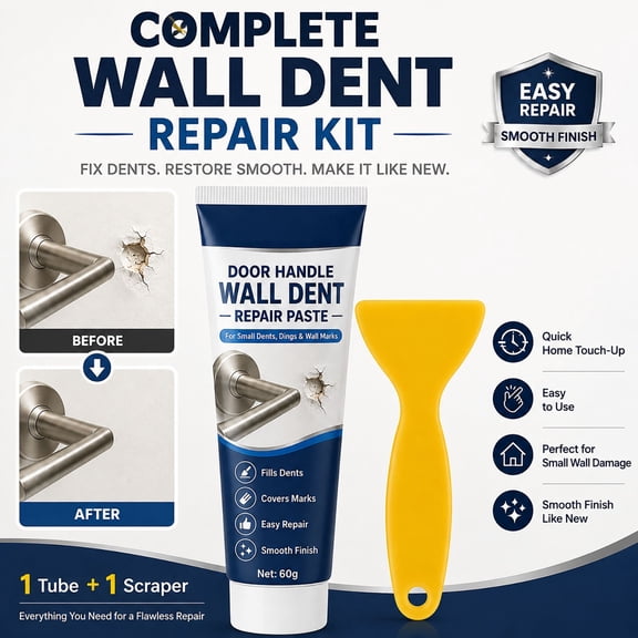 Wall Dent Repair Paste 60g, Wall Hole Filler for Door Handle Damage Cracks Scuff Marks and Chipped Paint, White Wall Touch Up Paste with Scraper for Home Repair