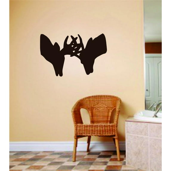 Wall Design Pieces 2 Deer Heads Animal Hunting Hunter Man Gun Boys Kids Bed Room Sports Hobbies 10 X 20 Inches