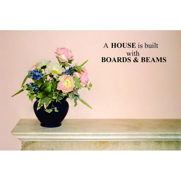 Wall Design Pieces A House Is Built With Boards & Beams Quote 16x40 Inches