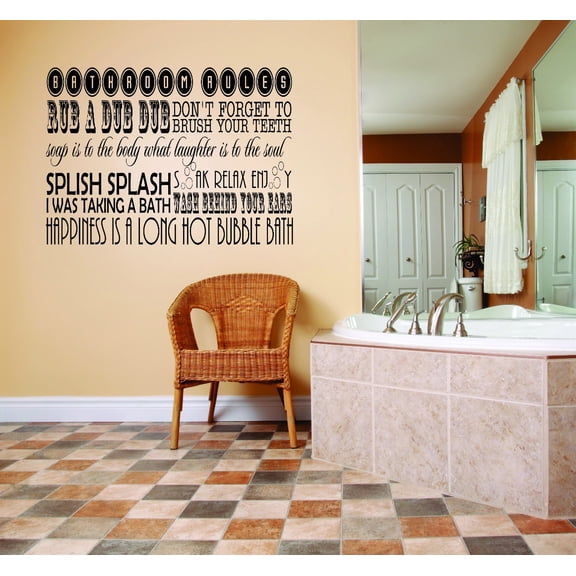 Wall Design Pieces Bathroom Rules Rub A Dub Dub What Laughter Is To The Soul Splish Splash Soak Relax Enjoy Quote 20 X 30"