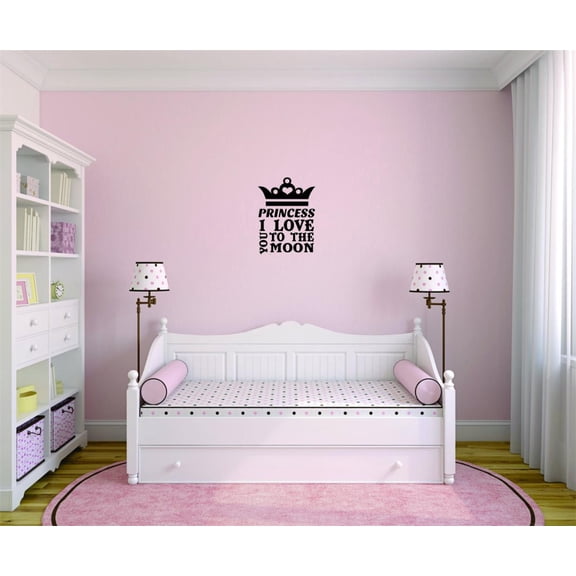 Wall Design Pieces Crown Princess I Love You To The Moon Girls Kids Teen 20 X 40 Inches