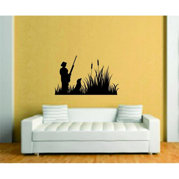 Wall Design Pieces Dog Animal Hunting Hunter Man Gun Boys Kids Bed Room Sports 6 X 12"