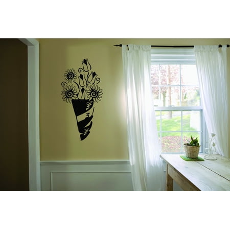 Wall Design Pieces Flower Bouquet Silhouette Design 14x28 Inches
