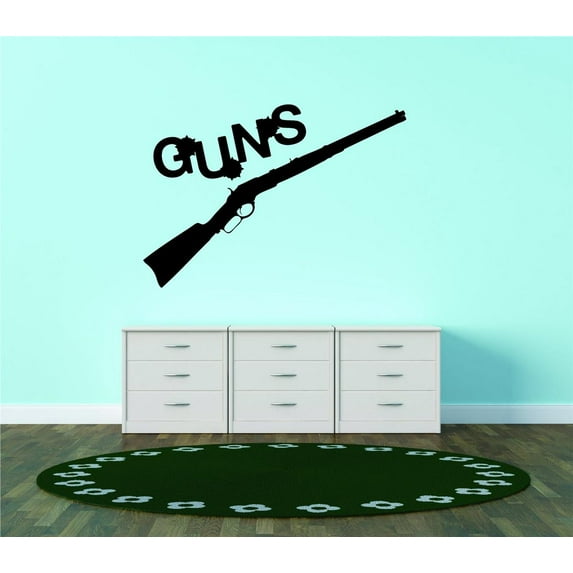 Wall Design Pieces Guns Silhouette 16x40 Inches
