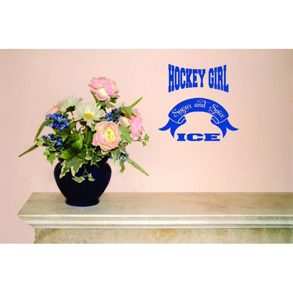 Wall Design Pieces Hockey Girl Sugar And Spice Ice Text Lettering Sports Quote 20 X30"