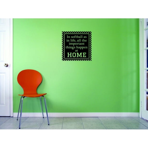 Wall Design Pieces In Softball As In Life, All The Important Things Happen At Home. Sports 14x28"