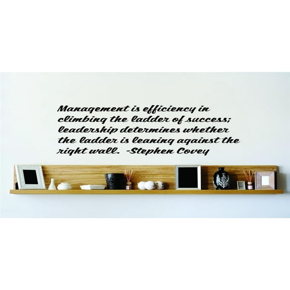 Wall Design Pieces Management Is Efficiency In Climbing The Ladder Of Success; Leadership Determines Stephen Covey 22x22