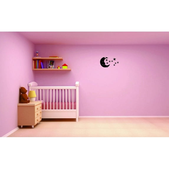 Wall Design Pieces Moon With Stars Sky Bedroom16 X 24"