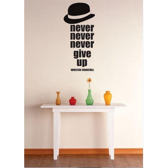 Wall Design Pieces Never Give Up Inspirational Life Winston Churchill Quote Bathroom 12 X30" -