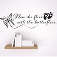 thumbnail image 1 of Wall Design Pieces Now She Flies With The Butterflies Footprint Butterfly Design Memorial Remembrance Memory Quote 6x30", 1 of 1