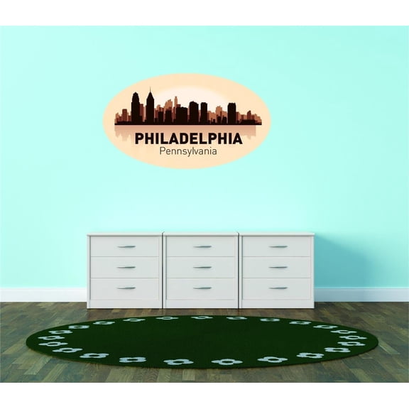 Wall Design Pieces Philadelphia Pennsylvania United States Major City Geographical Map Landmark 16x30