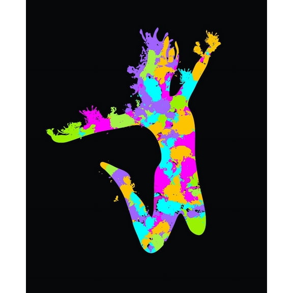 Wall Design Pieces Splashed Colorful Paint Human Figure Teen Girl 16x24 Inches