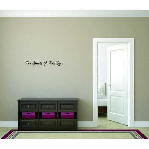Wall Design Pieces Two Hearts One Love Quote 8x20 Inches