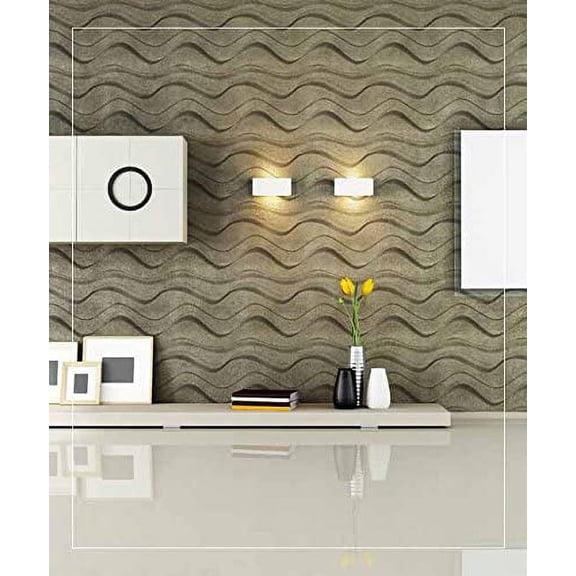 Wall Dimension Easy Peel And Stick, Durable Plastic 3D Wall Panel - GAPLESS WAVE Design. 12 Panels. 32 SF. Matte White