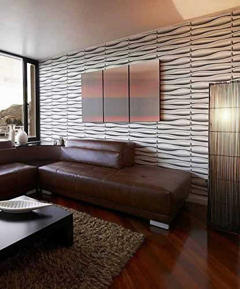 Matte White 3D Textured Plastic Wall Panels, 19.69" x 19.69"