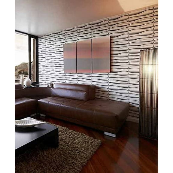 Wall Dimension Easy Peel And Stick, Durable Plastic 3D Wall Panel - LAVA Design. 12 Panels. 32 SF. Matte White