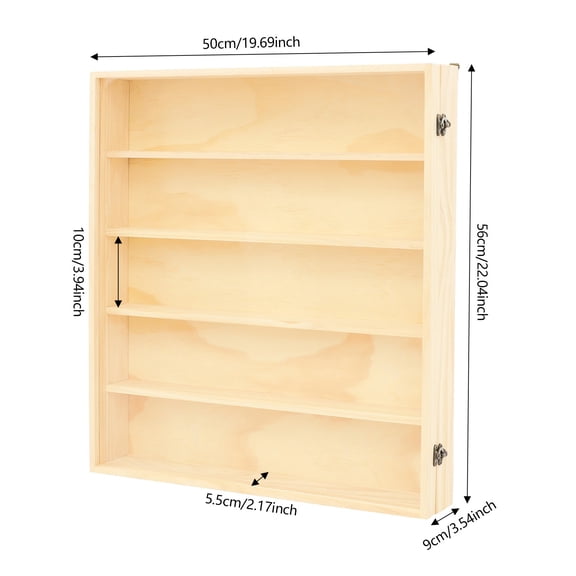 Wall Display Cabinet with Clear Door, 5 Tiers Wood Collection Display Case Wall Mounted Display Shadow Box for Collectible