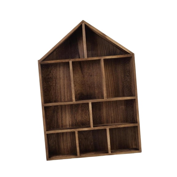 Wall Display Shelf Shadow Box Rack Wooden Hanging Floating Shelves 10 Compartment Organizer for Apartment Entryway